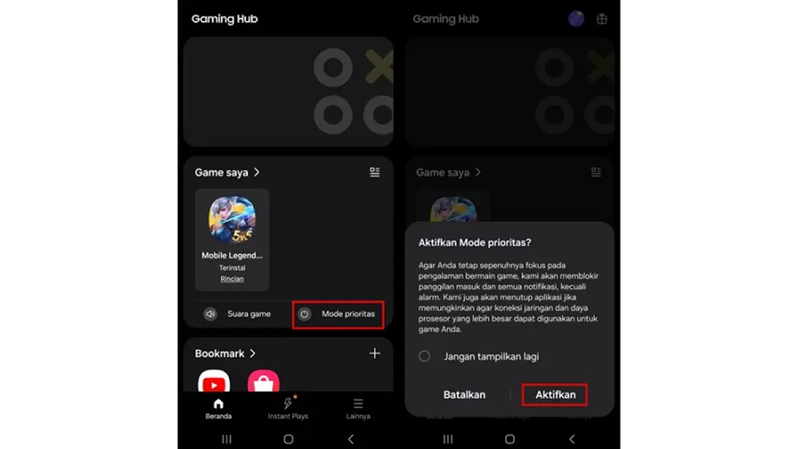 Cara Mengaktifkan Mode Prioritas di Gaming Hub - cara menggunakan gaming hub