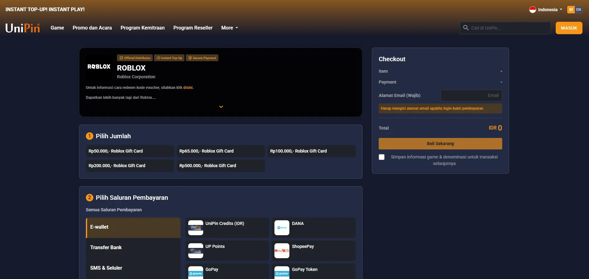 cara mendapatkan robux via unipin