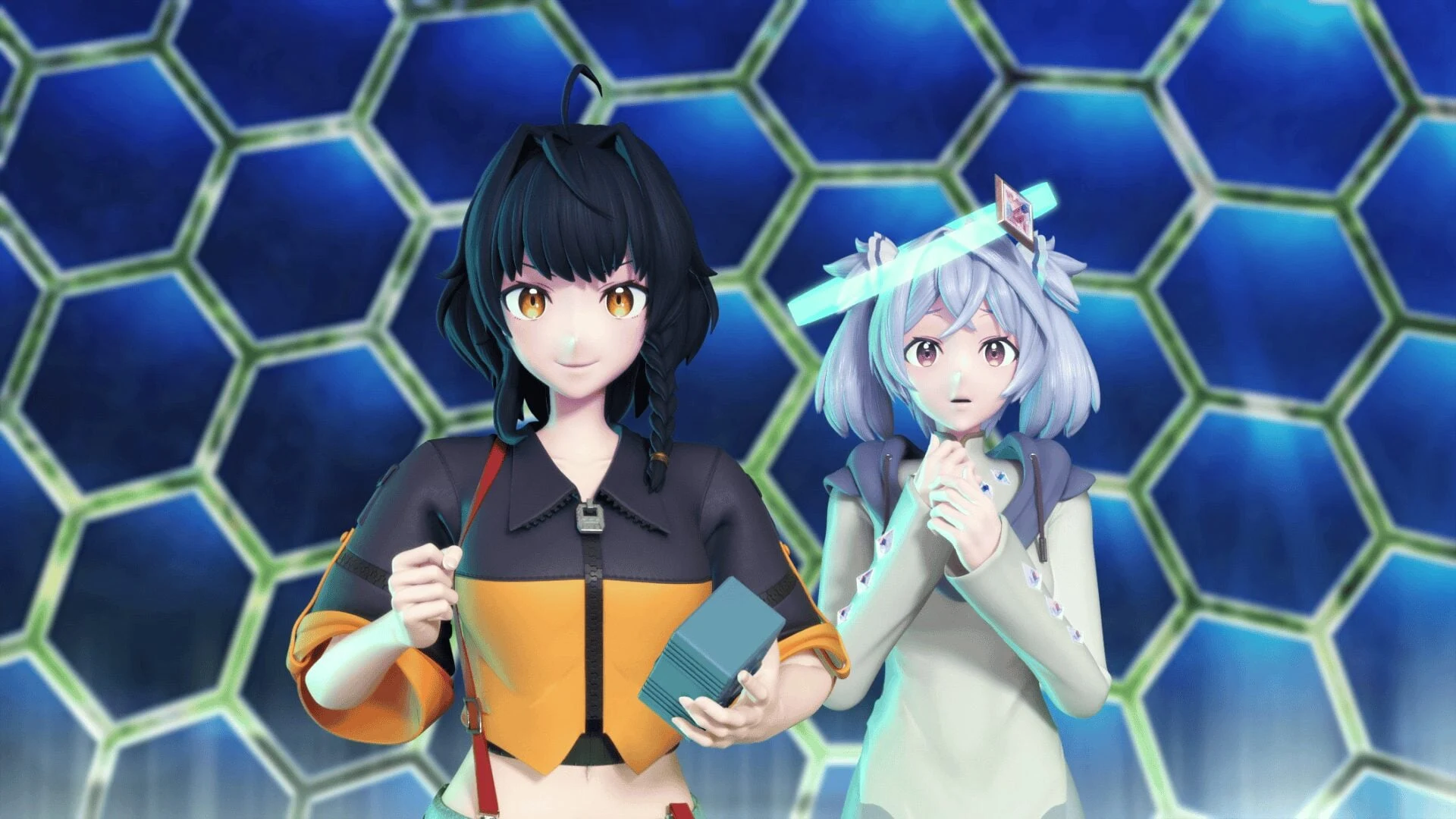 Kanata Hondo and Futre in Digimon Alysion (BANDAI)