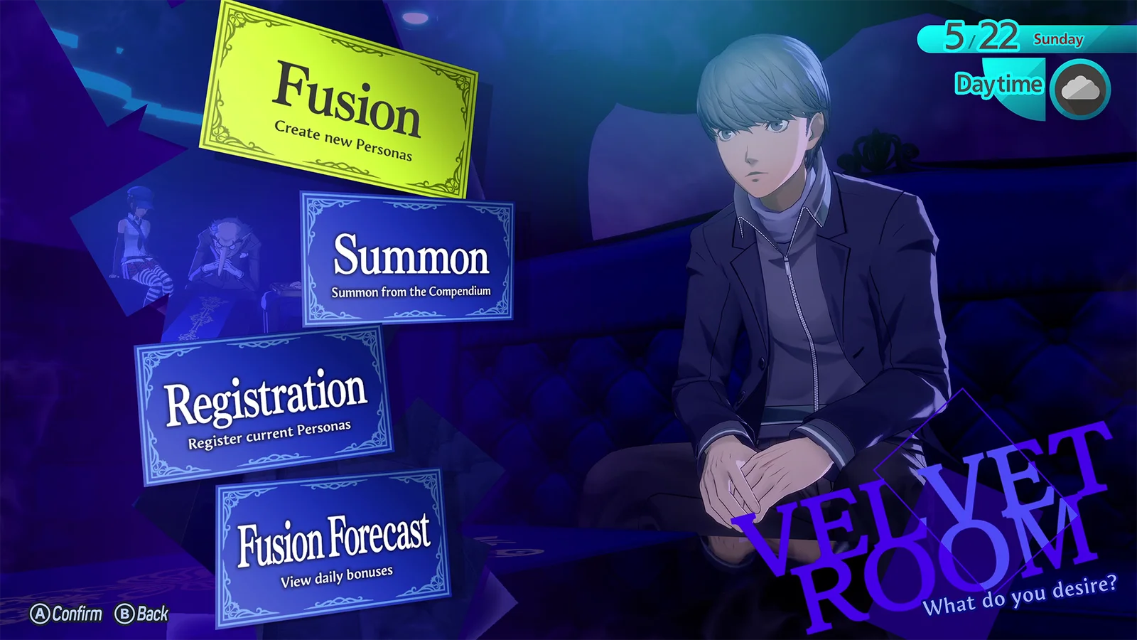 Menu Velvet Room di Persona 4 Revival (ATLUS / SEGA)