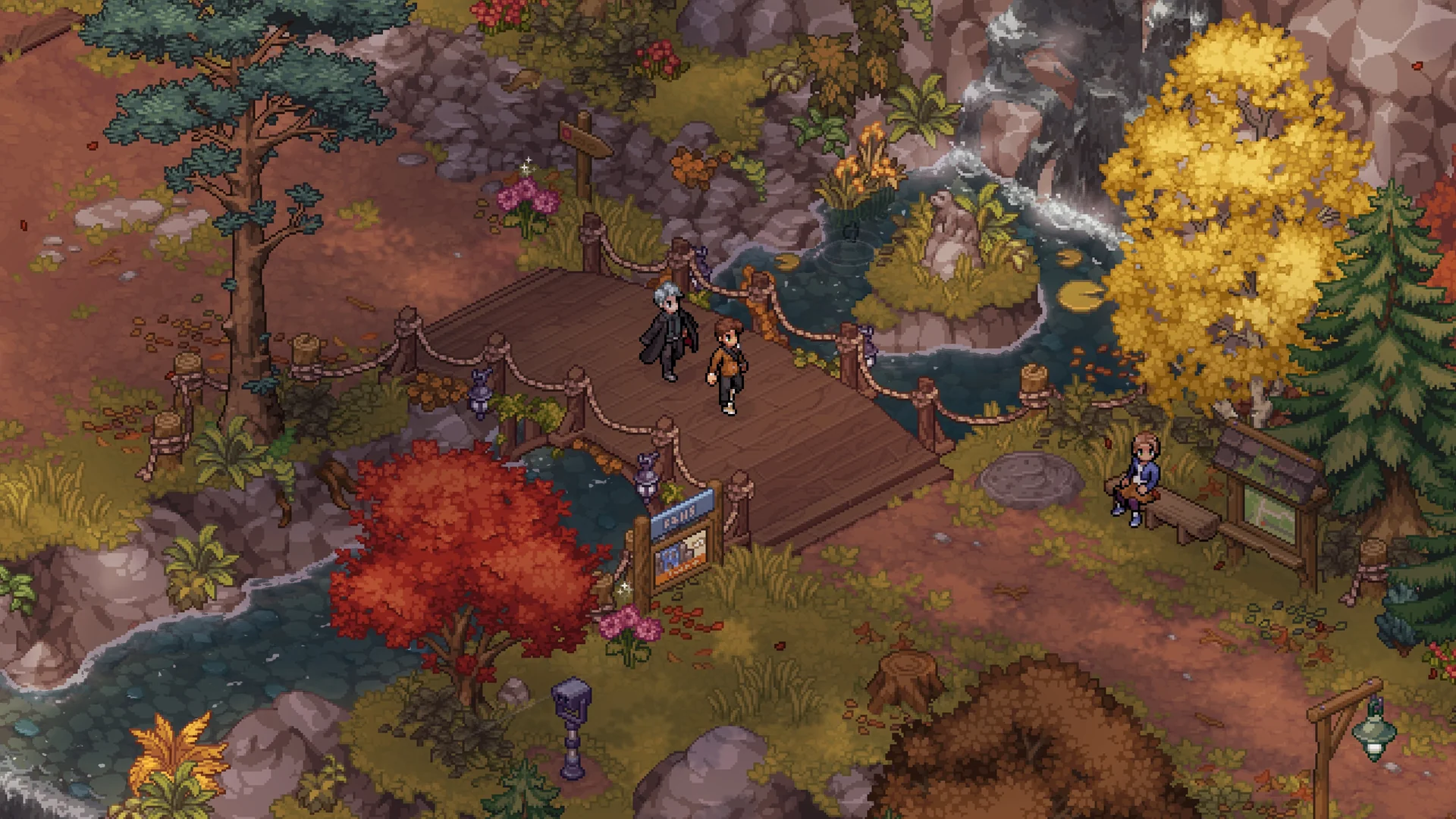 『Witchbrook』の「モスポート・トレイルズ」での秋の散歩 (Chucklefish)